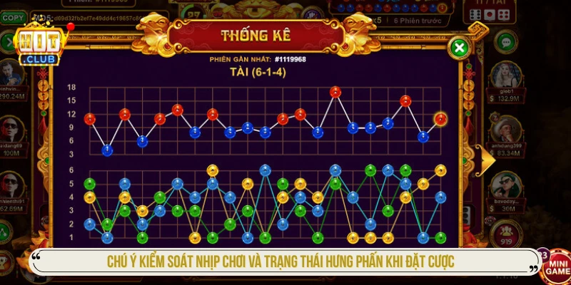 Chú ý kiểm soát nhịp chơi và trạng thái hưng phấn khi đặt cược