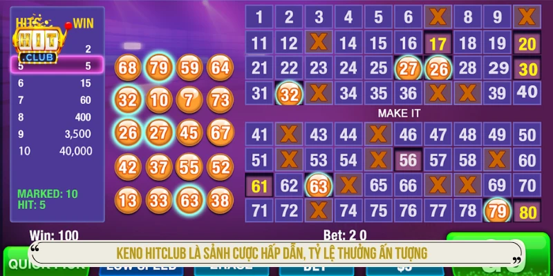 Keno HITCLUB là sảnh cược hấp dẫn, tỷ lệ thưởng ấn tượng